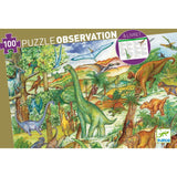 Puzzle dla dzieci Djeco obserwacyjne dinozaury, edukacyjne, 100 elementów. Fascynująca i kreatywna zabawa!