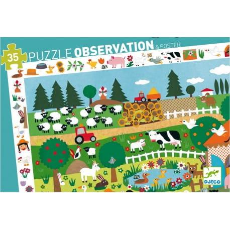 Djeco: puzzle obserwacyjne z plakatem Farma 35 el. - Noski Noski