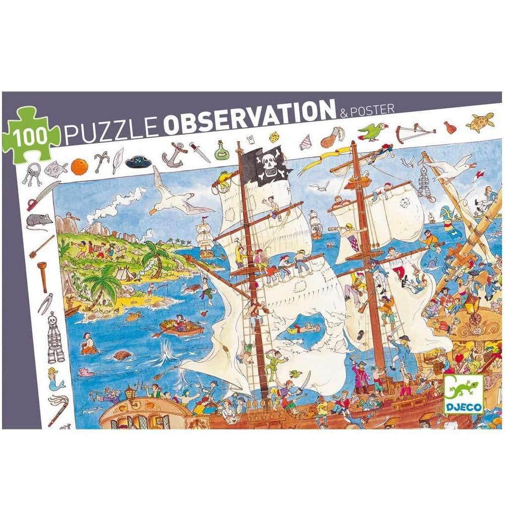 Djeco: puzzle obserwacyjne z plakatem Piraci 100 el. - Noski Noski