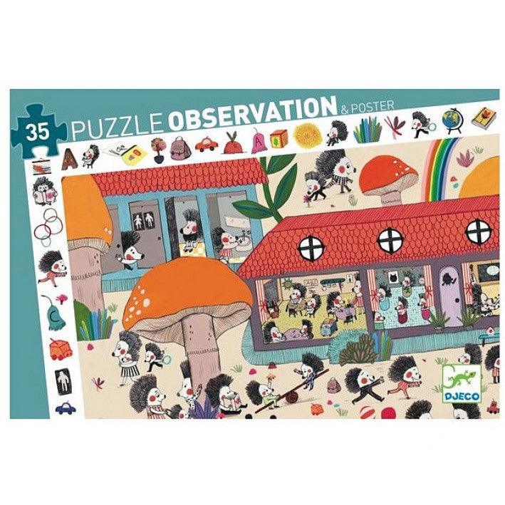Djeco: puzzle obserwacyjne z plakatem Szkoła dla Jeży 35 el. - Noski Noski