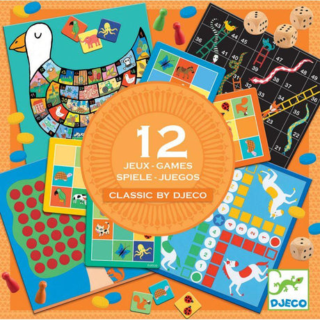 Zestaw Djeco Classic Box 12 gier to idealne gry dla dzieci, pełne zabawy i edukacyjnych wartości.