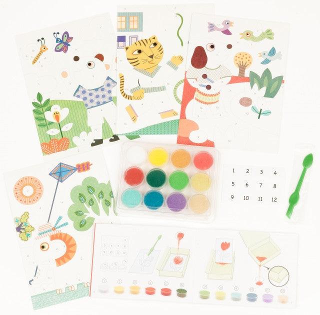 Djeco: zestaw artystyczny kolorowy piasek Open Air - Noski Noski