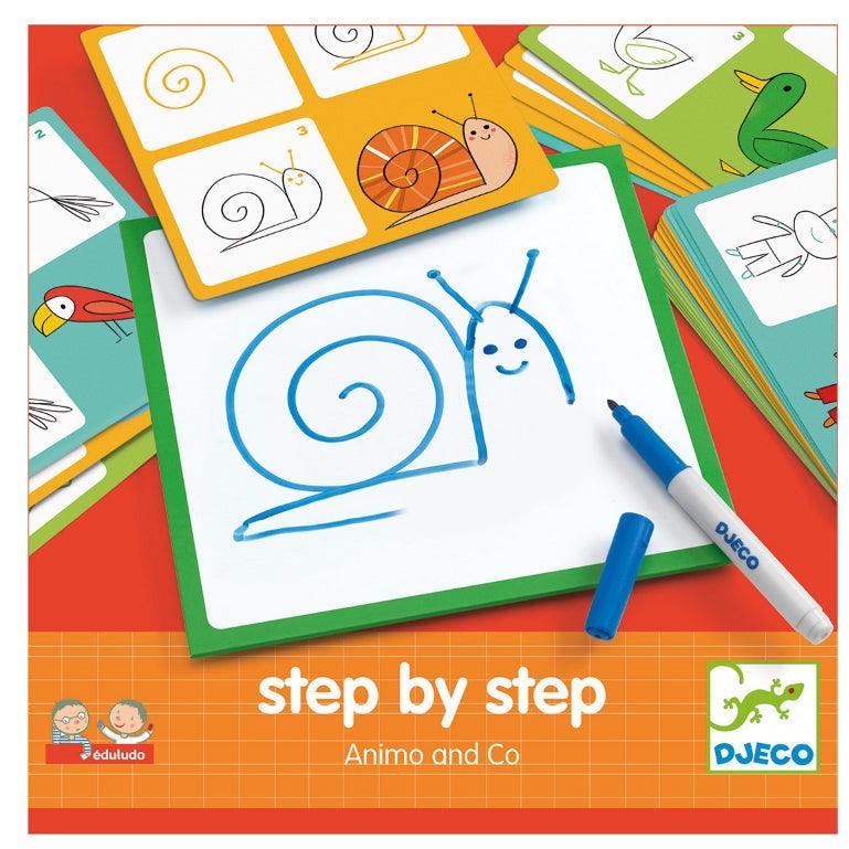 Djeco: zestaw do nauki rysowania Step by Step Animo - Noski Noski