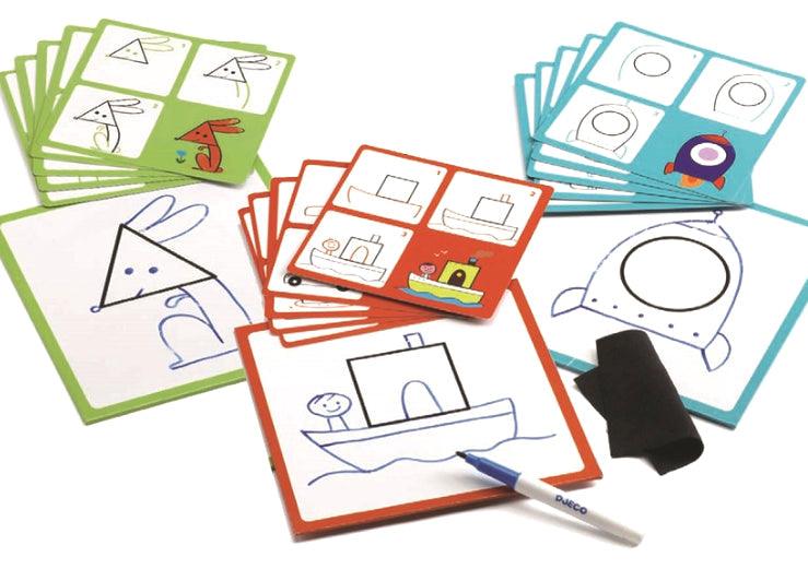 Djeco: zestaw do nauki rysowania Step by Step Geo & Co - Noski Noski