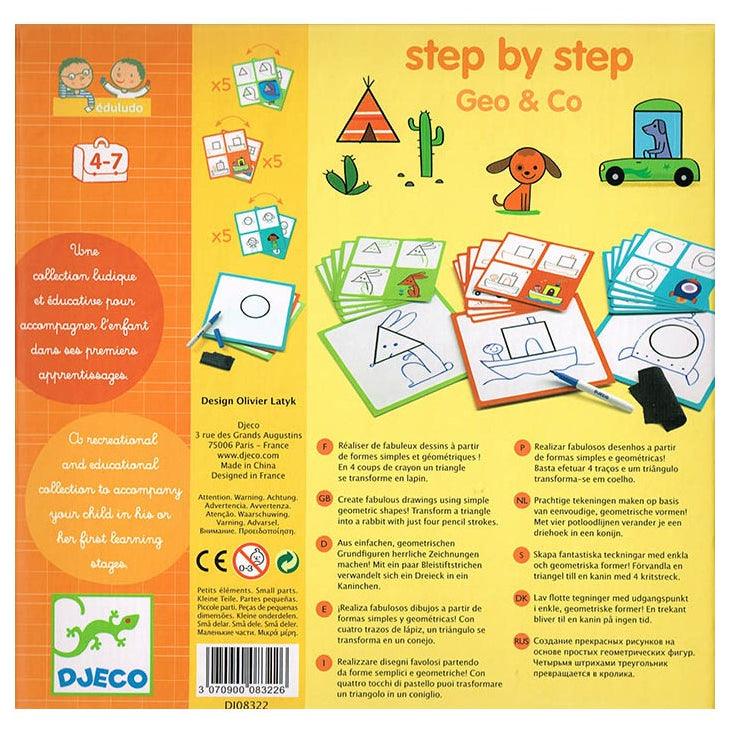 Djeco: zestaw do nauki rysowania Step by Step Geo & Co - Noski Noski
