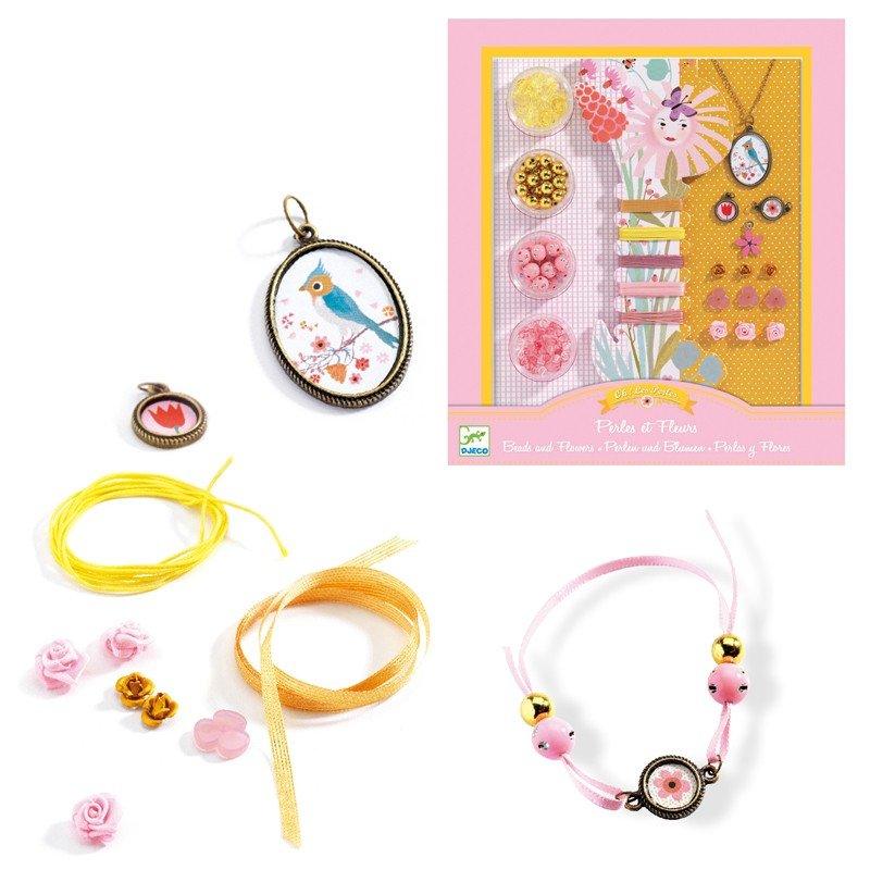 Djeco: zestaw do tworzenia biżuterii kwiaty Oh! Les Perles et Fleurs - Noski Noski