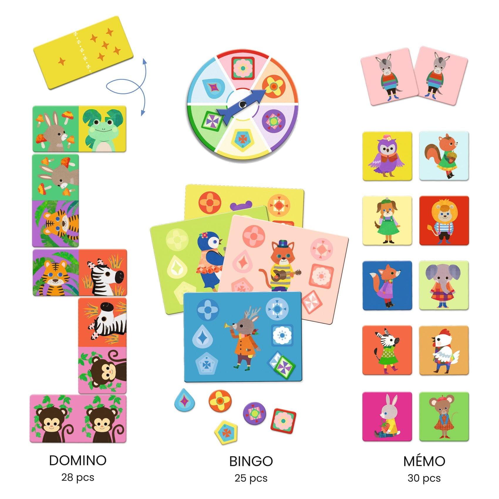 Djeco: zestaw gier Bingo Memo Domino - Noski Noski
