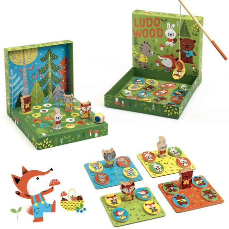 Djeco: zestaw gier Ludo Wood 4w1 - Noski Noski