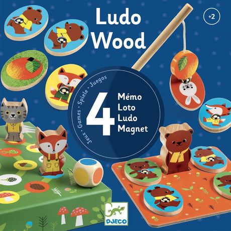 Djeco: zestaw gier Ludo Wood 4w1 - Noski Noski