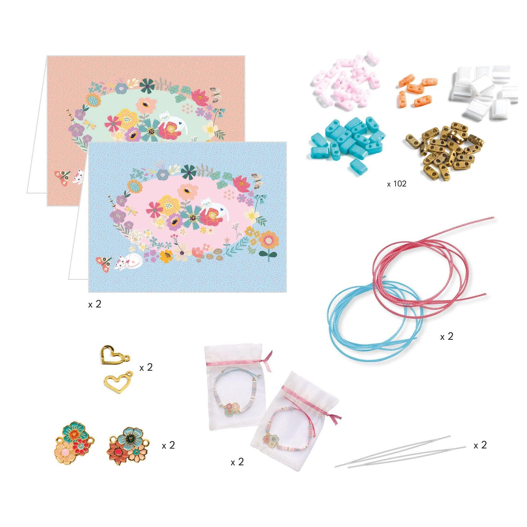 Djeco: zestaw kreatywny do tworzenia biżuterii Bransoletki Przyjaźni Kwiaty - Noski Noski