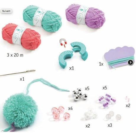 Djeco: zestaw kreatywny pompony w kuferku Coffret Pompons - Noski Noski