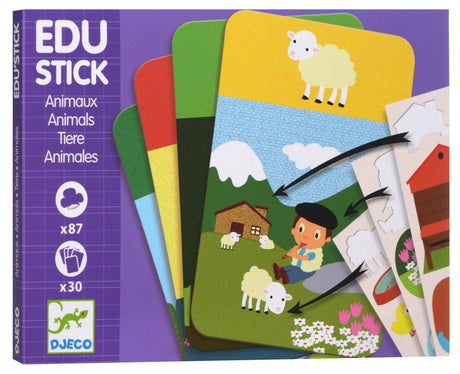Djeco: zestaw z naklejkami Edu'stick Zwierzęta - Noski Noski