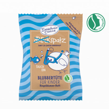 Dresdner Essenz sól do kąpieli dla dzieci, musujący wulkan, naturalne składniki, bezpieczna dla skóry, przyjemny zapach nagietka.