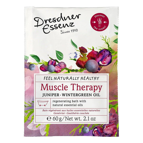 Sól do kąpieli Dresdner Essenz Muscle Therapy 60 g - naturalny relaks i regeneracja mięśni, olejki z jałowca i Wintergreen.