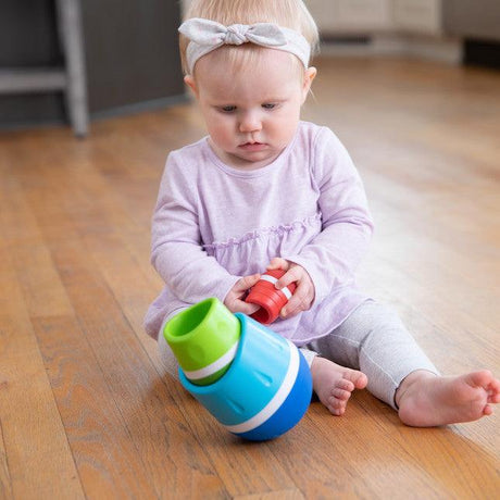 Kolorowe zabawki sensoryczne Fat Brain Toys TumbleRoos - zestaw 3 gryzaków dla niemowląt, które stymulują rozwój dziecka.