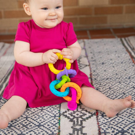 PipSquigz Ringlets - silikonowe zabawki sensoryczne 6m+ z przyssawkami, idealne dla niemowląt do wózka lub fotelika.