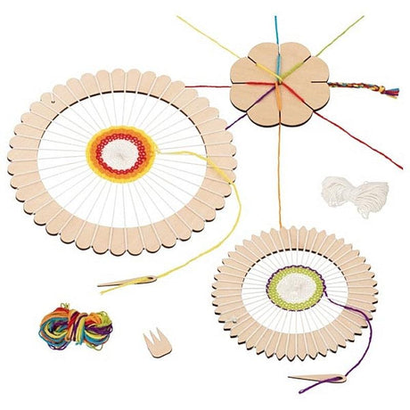Krosno Tkackie Okrągłe Goki - kreatywny zestaw dla dzieci, stworzenie unikalnych, kolorowych tkanin.