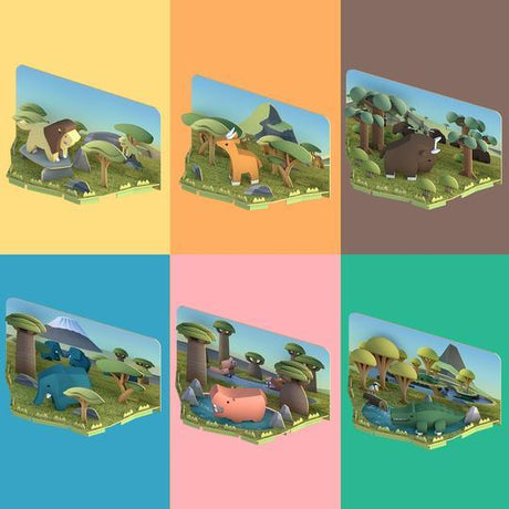 Puzzle 3D Halftoys Half Safari, magnetyczne figurki zwierząt, idealne zwierzęta dla dzieci do odkrywczej zabawy.
