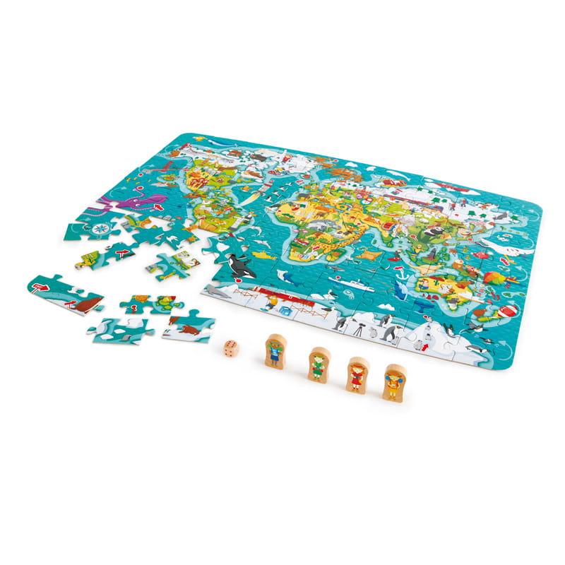 Hape: dookoła świata 2w1 World Tour Puzzle and Game - Noski Noski