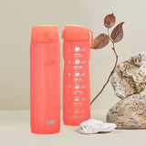 Bidon Ion8 Coral Motivator 1100 ml z miarką, idealna butelka na wodę, lekki i trwały, Twój trener nawodnienia!