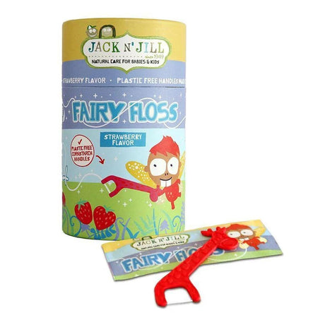 Jack N' Jill: truskawkowa nić dentystyczna z rączką Fairy Floss, 30 szt. - Noski Noski