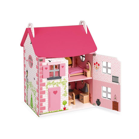 Janod: domek dla lalek z mebelkami Mademoiselle Doll's House - Noski Noski