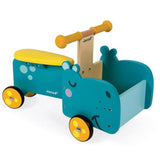 Janod: drewniany jeździk ze skrzynią hipopotam Hippo Ride-On - Noski Noski