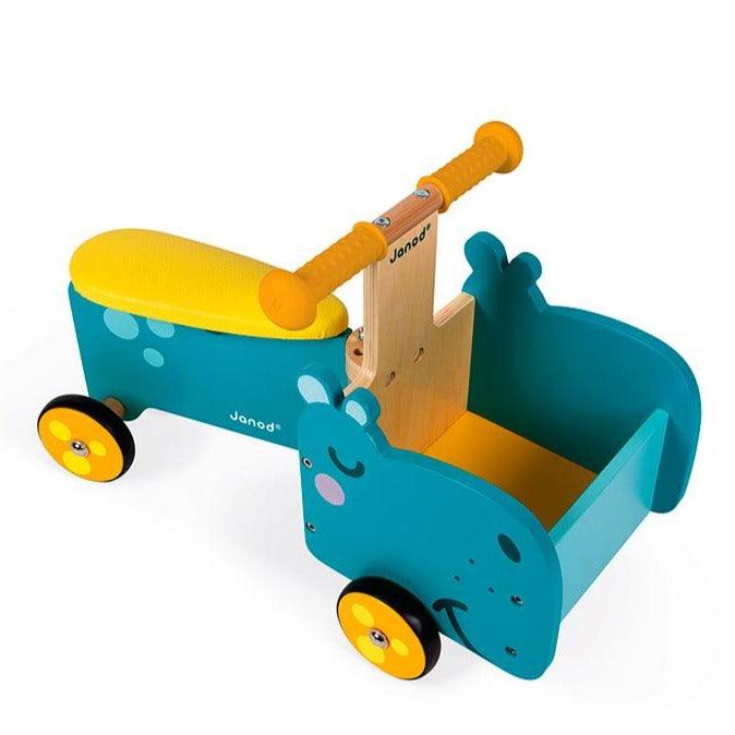 Janod: drewniany jeździk ze skrzynią hipopotam Hippo Ride-On - Noski Noski