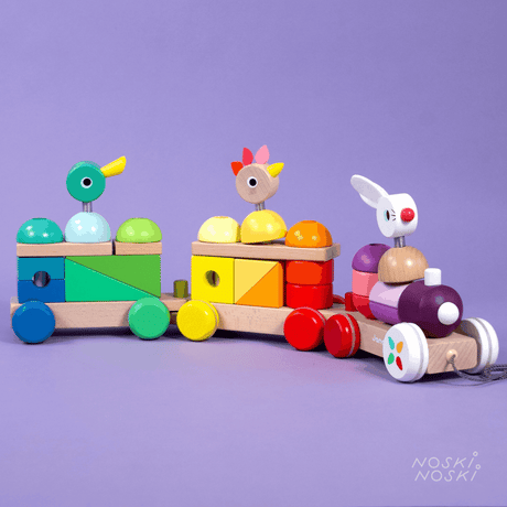 Janod: drewniany pociąg z klockami Giant Train - Noski Noski