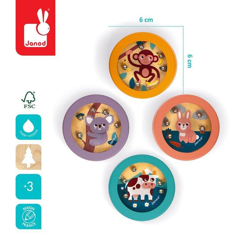 Janod: mini gra zręcznościowa z kuleczkami zwierzęta Pocket - Noski Noski