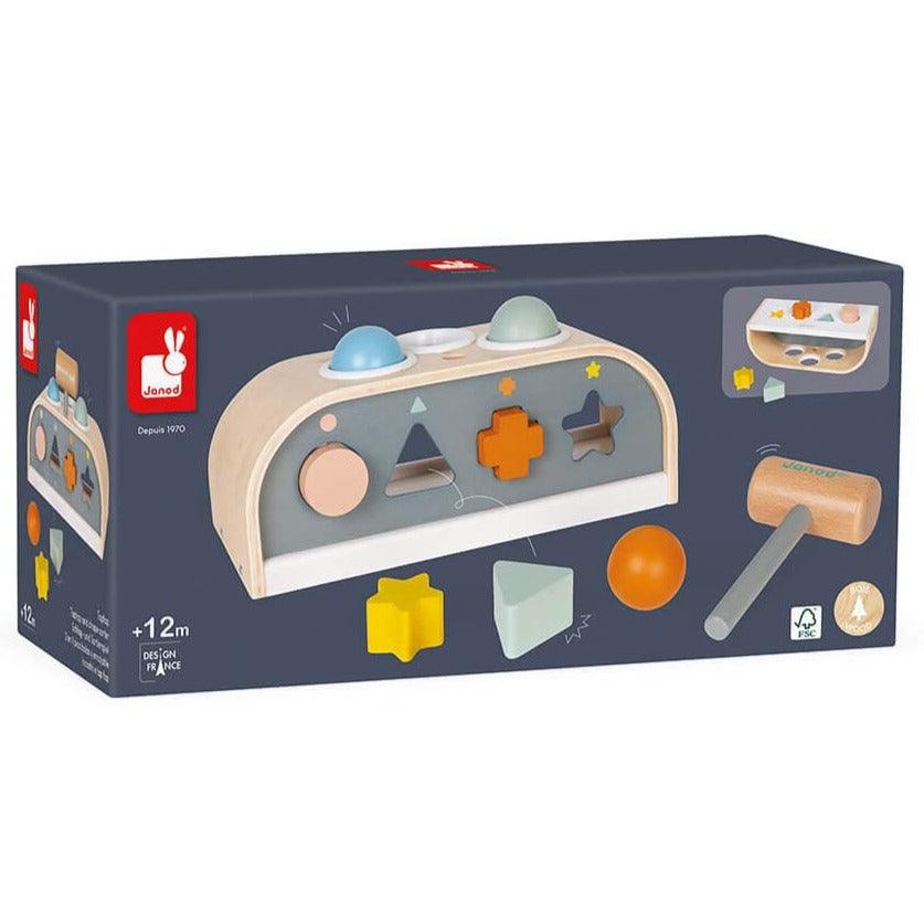 Janod: przebijanka i sorter kształtów 3w1 Sweet Cocoon - Noski Noski