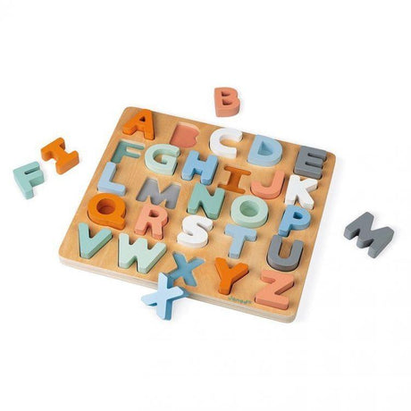 Janod: puzzle drewniane alfabet z tablicą Sweet Cocoon - Noski Noski