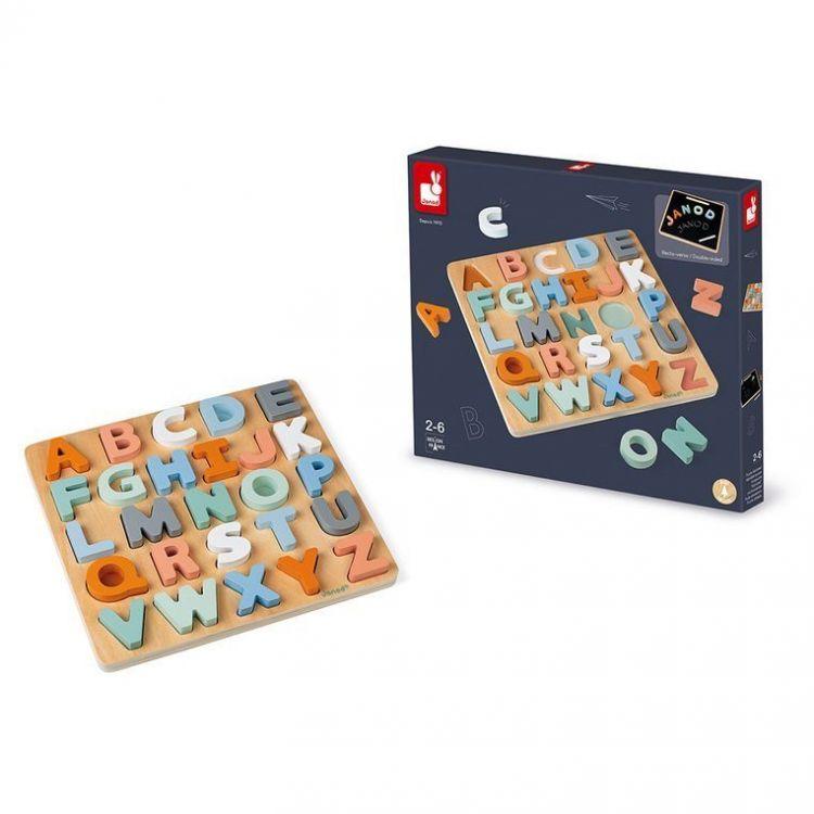 Janod: puzzle drewniane alfabet z tablicą Sweet Cocoon - Noski Noski