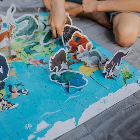 Janod: puzzle edukacyjne z figurkami Zagrożone Zwierzęta 200 el. - Noski Noski