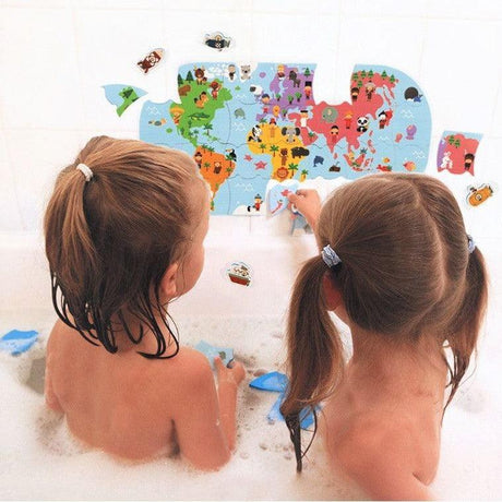 Mapa świata puzzle piankowe do kąpieli dla dzieci, 28-elementów, rozwijające wyobraźnię i zdolności manualne.
