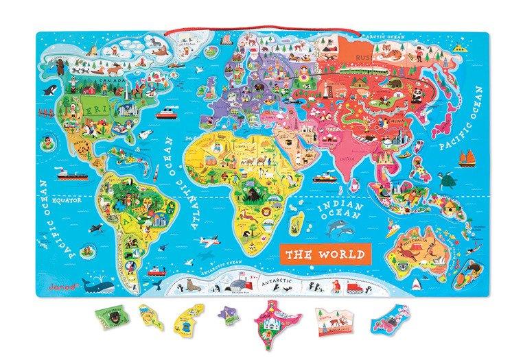 Janod: puzzle magnetyczna Mapa Świata - Noski Noski