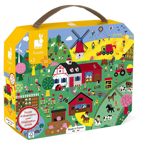 Janod: puzzle obserwacyjne w walizce Farma 24 el. - Noski Noski