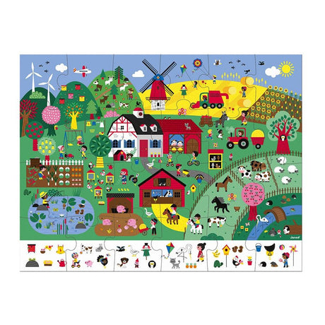 Janod: puzzle obserwacyjne w walizce Farma 24 el. - Noski Noski