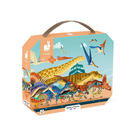 Janod: puzzle panoramiczne w walizce Dinozaury 100 el. - Noski Noski
