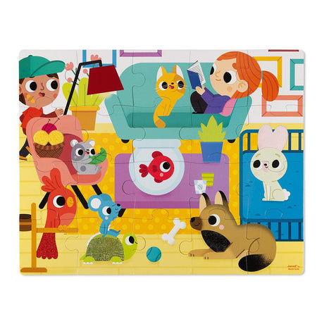 Janod: puzzle sensoryczne Zwierzęta Domowe 20 el. - Noski Noski