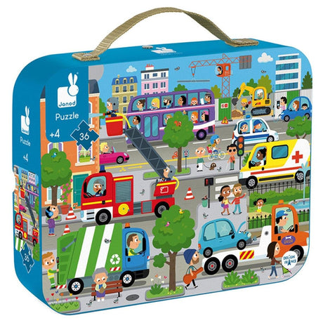 Janod: puzzle w walizce Miasto 36 el. - Noski Noski