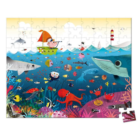 Janod: puzzle w walizce Podwodny Świat 100 el. - Noski Noski