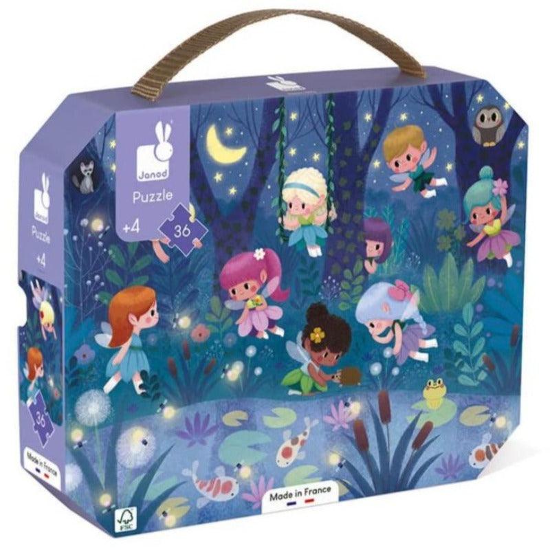 Janod: puzzle w walizce Wróżki i Lilie Wodne 36 el. - Noski Noski