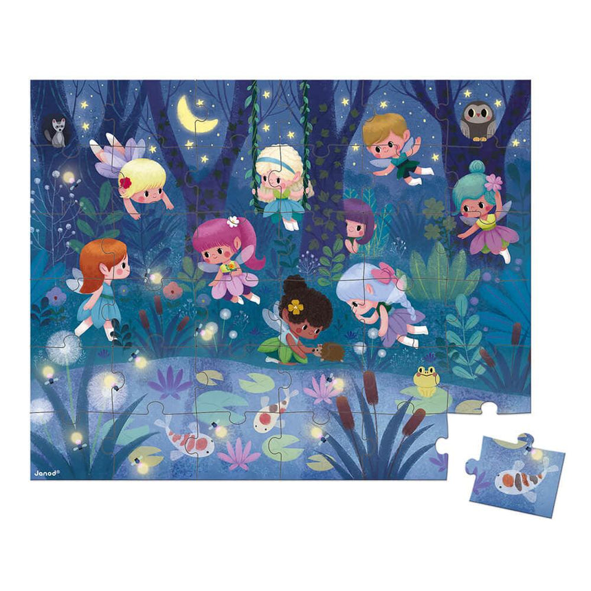 Janod: puzzle w walizce Wróżki i Lilie Wodne 36 el. - Noski Noski