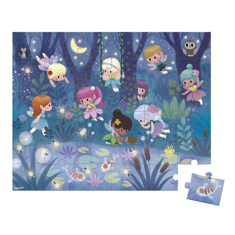 Janod: puzzle w walizce Wróżki i Lilie Wodne 36 el. - Noski Noski