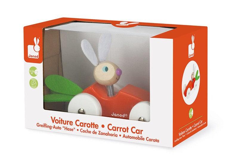 Janod: samochód wyścigówka marchewka z królikiem Carrot Car - Noski Noski
