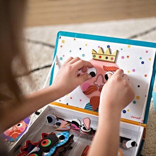 Janod: układanka magnetyczna Twarze Chłopiec Magnetibook - Noski Noski