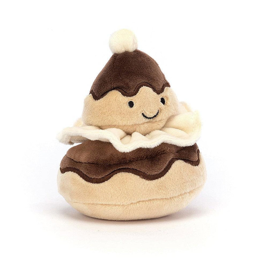 Maskotka Ciastko Jellycat Pretty Patisserie Religieuse Czekoladowe 9 cm – mięciutka pluszowa przytulanka dla dzieci.