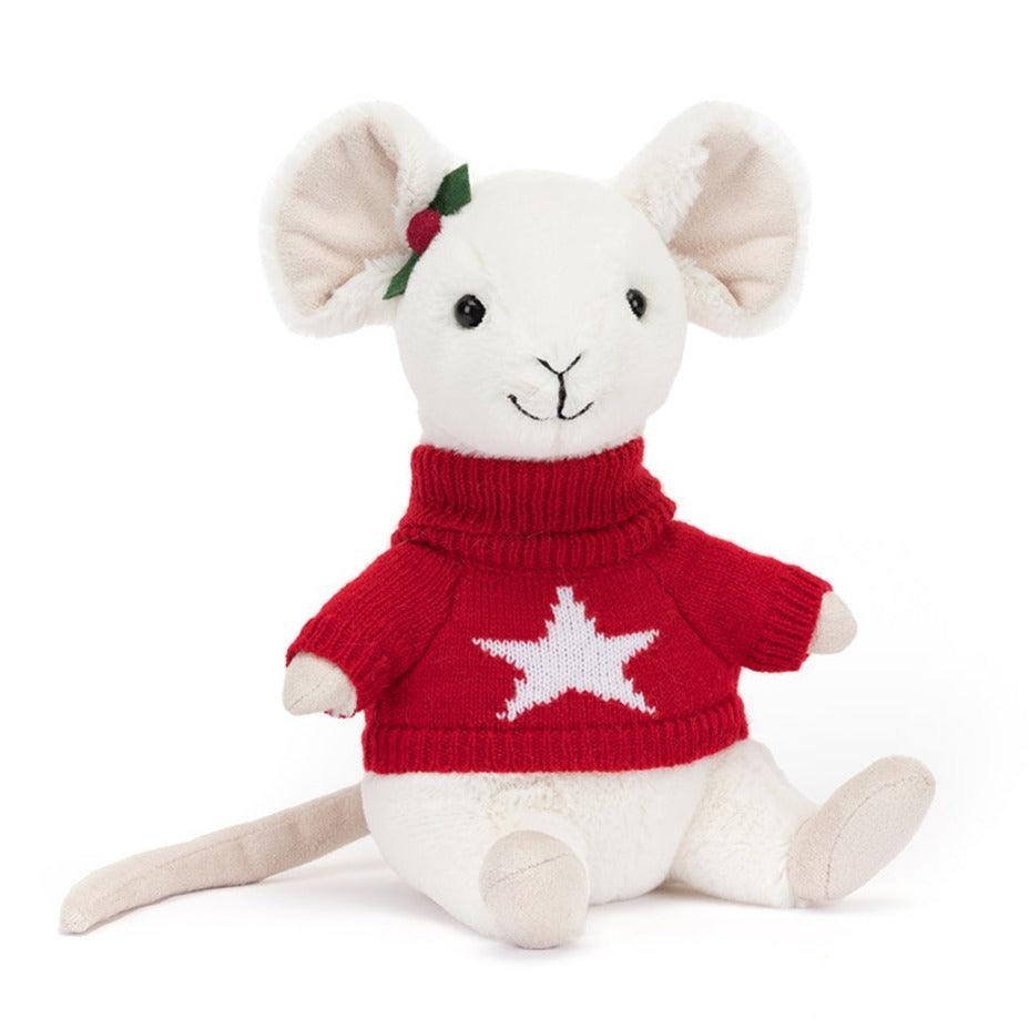 Jellycat: maskotka myszka w sweterku Merry Mouse Jumper 18 cm - Noski Noski