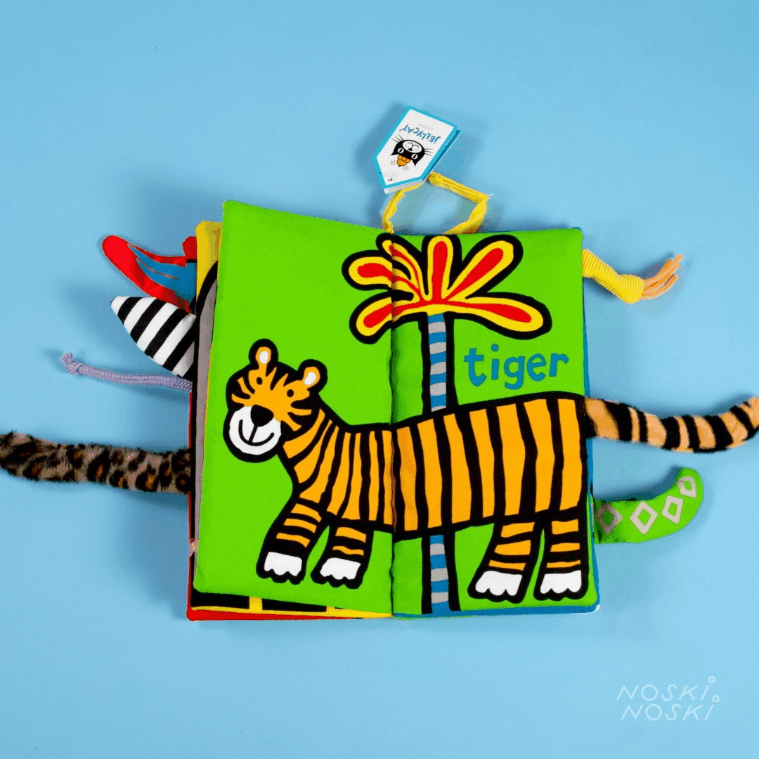 Jellycat: materiałowa książeczka z ogonami Dżungla - Noski Noski